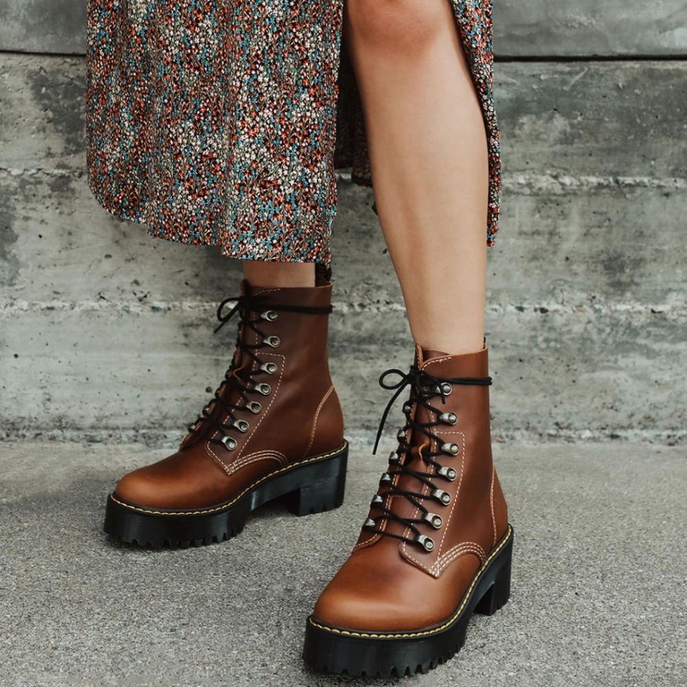 Dr. Martens Butterscotch Leather Lace up Platform boots